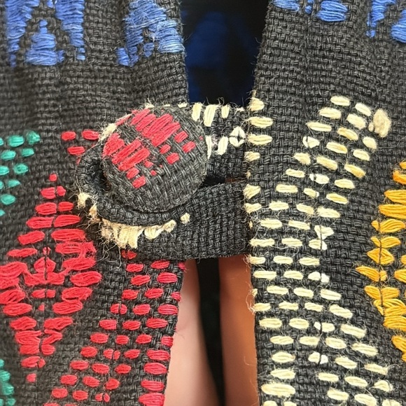 La Original | Vintage 100% Cotton Guatemala Fringe Woven Folklore Cat Vest L - Picture 5 of 17